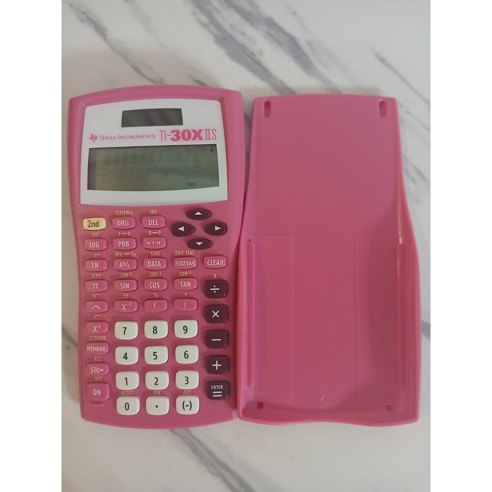 Texas Instruments TI 30X II S Pink Calculator With Case Girly Preppy Bubble Gum